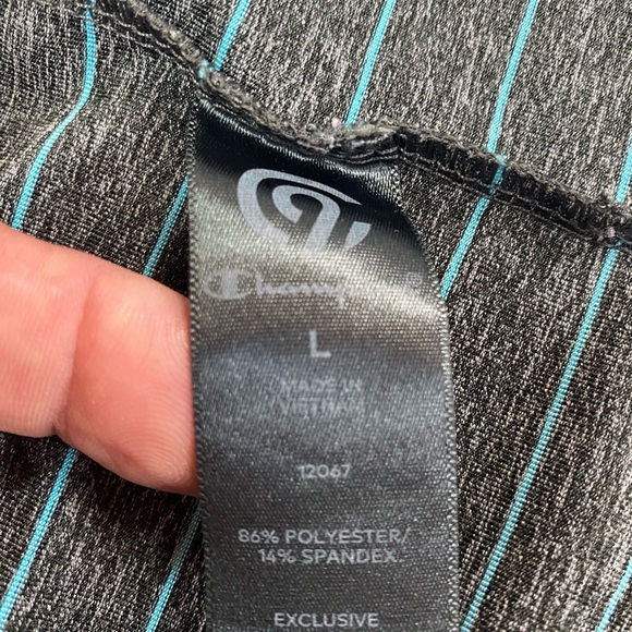 Champion Gray and Blue Striped Short Sleeve Polo Shirt Men’s Large - Picture 4 of 4